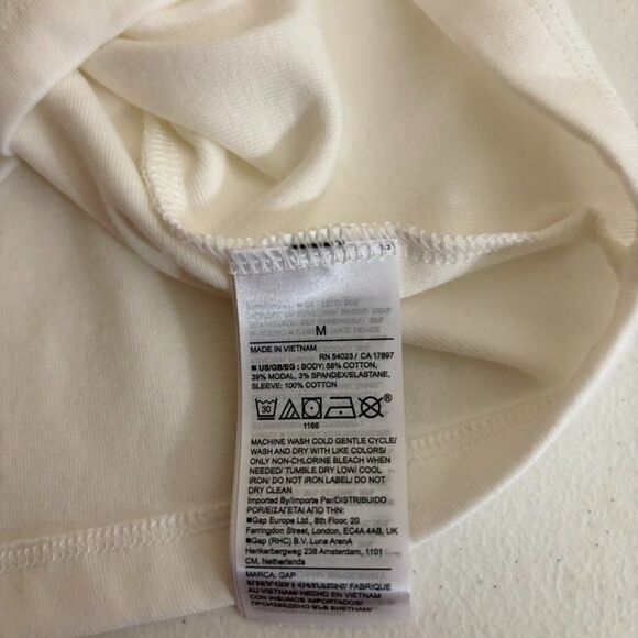 Gap T-Shirt Women's Medium Modern Tee Puff Sleeve Eyelet Boho Tie Casual NWT - Picture 8 of 9